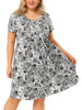 Chic Printed Crew Neck Short Sleeve Plus Size Dress