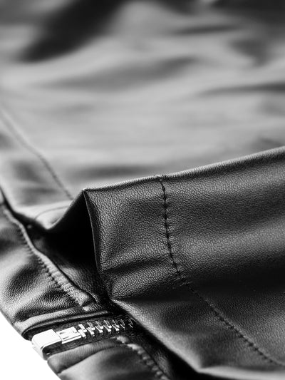 Faux Leather H Line Long Sleeve Epaulette Jacket