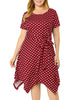 Polka Dot Round Neck Short Sleeve Plus Size Dress