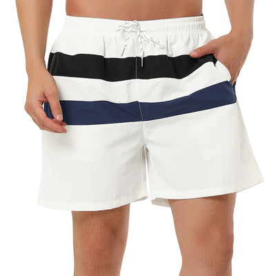 Summer Striped Drawstring Beach Board Shorts