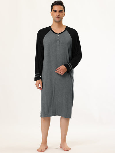 Crew Neck Contrast Color Lounge Nightdress For Men