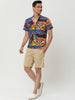 Linen Short Sleeve Button Color Block Henley Shirts