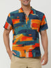 Linen Short Sleeve Button Color Block Henley Shirts