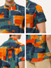 Linen Short Sleeve Button Color Block Henley Shirts