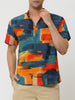 Linen Short Sleeve Button Color Block Henley Shirts