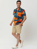Linen Short Sleeve Button Color Block Henley Shirts