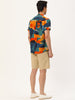 Linen Short Sleeve Button Color Block Henley Shirts