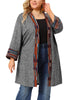 Knit H Line Collarless Kimono Sleeve Cardigan
