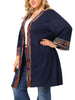Knit H Line Collarless Kimono Sleeve Cardigan