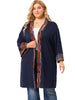 Knit H Line Collarless Kimono Sleeve Cardigan