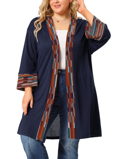 Knit H Line Collarless Kimono Sleeve Cardigan