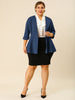Knit X Line 3/4 Sleeve Button Decor Peplum Blazer