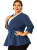 Knit X Line 3/4 Sleeve Button Decor Peplum Blazer
