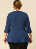 Knit X Line 3/4 Sleeve Button Decor Peplum Blazer