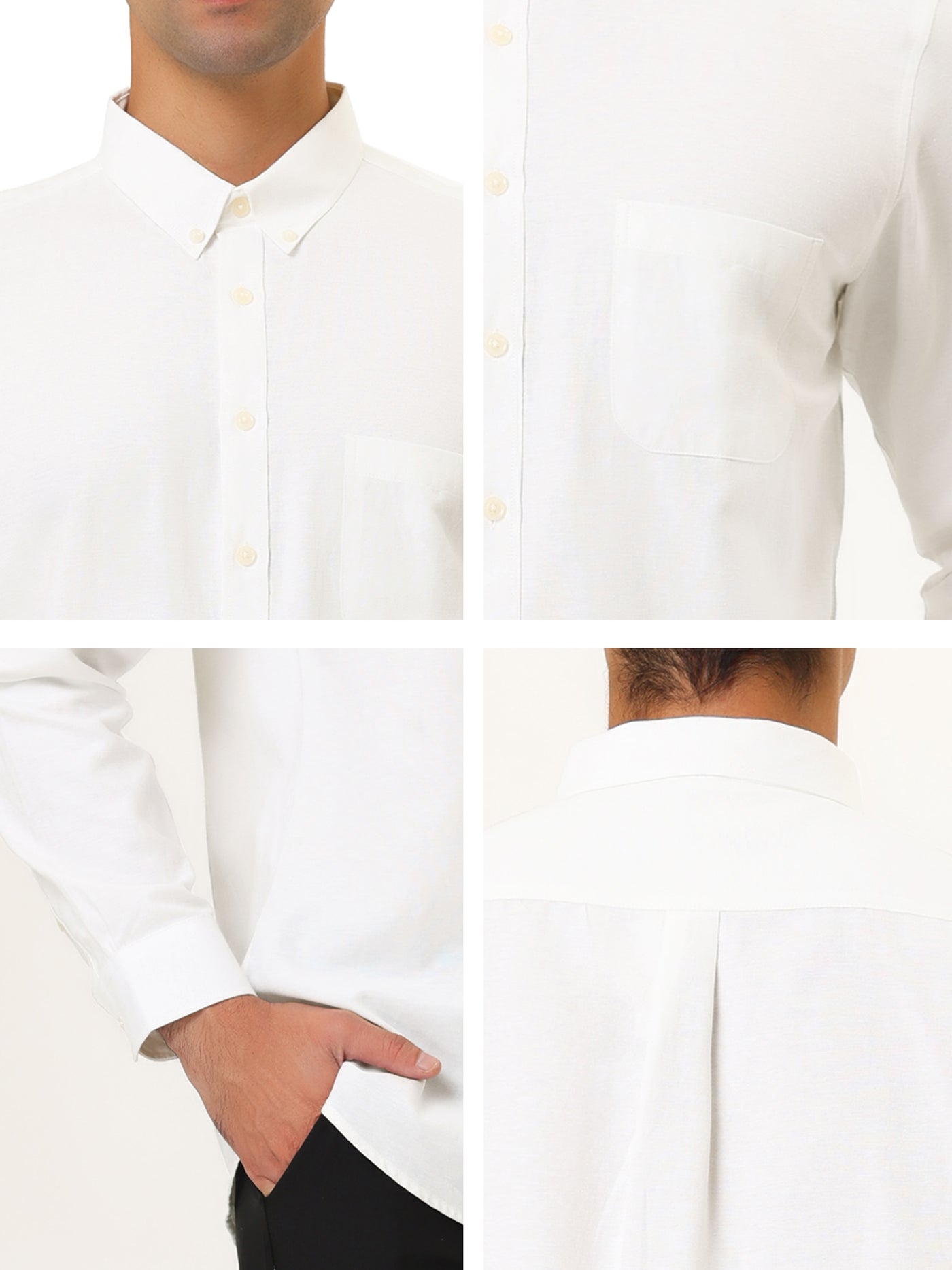 Bublédon Classic Long Sleeve Solid Color Button Dress Shirt