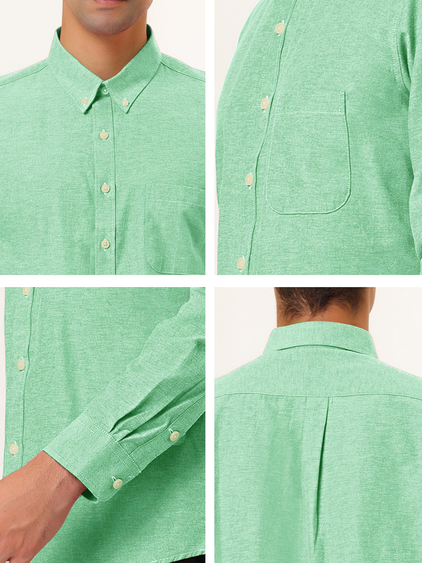 Bublédon Classic Long Sleeve Solid Color Button Dress Shirt