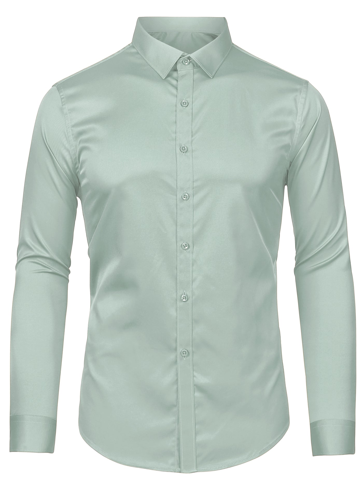 Bublédon Smart Casual Point Collar Long Sleeve Button Solid Shirts