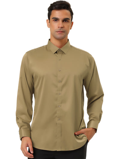 Smart Casual Point Collar Long Sleeve Button Solid Shirts