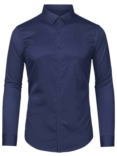 Smart Casual Point Collar Long Sleeve Button Solid Shirts
