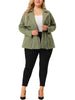 Plus Size Trench Coat Lapel Zipper Drawstring Moto Jacket