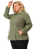 Plus Size Trench Coat Lapel Zipper Drawstring Moto Jacket