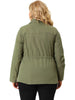 Plus Size Trench Coat Lapel Zipper Drawstring Moto Jacket