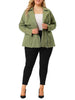 Plus Size Trench Coat Lapel Zipper Drawstring Moto Jacket