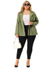 Plus Size Trench Coat Lapel Zipper Drawstring Moto Jacket