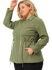 Plus Size Trench Coat Lapel Zipper Drawstring Moto Jacket