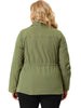Plus Size Trench Coat Lapel Zipper Drawstring Moto Jacket