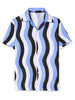 Summer Stripe Printed Short Sleeve Button Shirts