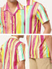 Summer Stripe Printed Short Sleeve Button Shirts