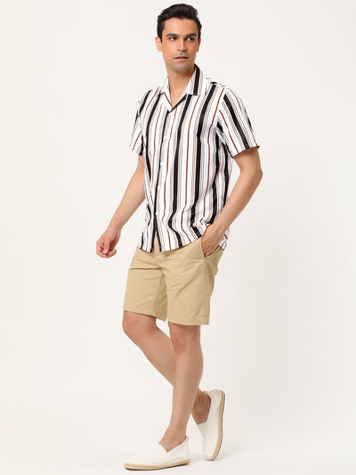 Summer Stripe Printed Short Sleeve Button Shirts