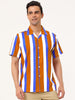Summer Stripe Printed Short Sleeve Button Shirts