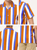 Summer Stripe Printed Short Sleeve Button Shirts