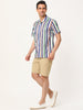Summer Stripe Printed Short Sleeve Button Shirts