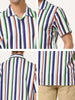 Summer Stripe Printed Short Sleeve Button Shirts