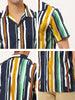 Summer Stripe Printed Short Sleeve Button Shirts