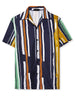 Summer Stripe Printed Short Sleeve Button Shirts