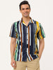 Summer Stripe Printed Short Sleeve Button Shirts