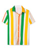 Summer Vertical Striped Short Sleeve Patchwork Shirt