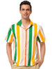 Summer Vertical Striped Short Sleeve Patchwork Shirt