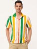 Summer Vertical Striped Short Sleeve Patchwork Shirt