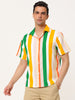 Summer Vertical Striped Short Sleeve Patchwork Shirt