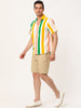 Summer Vertical Striped Short Sleeve Patchwork Shirt