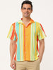 Summer Vertical Striped Short Sleeve Patchwork Shirt