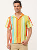 Summer Vertical Striped Short Sleeve Patchwork Shirt