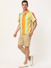 Summer Vertical Striped Short Sleeve Patchwork Shirt