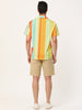 Summer Vertical Striped Short Sleeve Patchwork Shirt