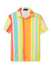 Summer Vertical Striped Short Sleeve Patchwork Shirt